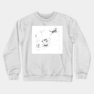 Chinky and Chang snoozing - ink drawing Crewneck Sweatshirt